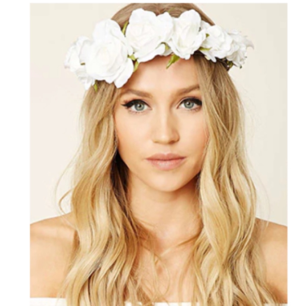 White rose flower crown